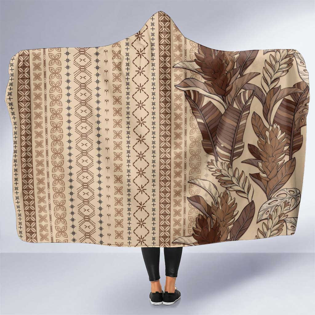 Women's Day Samoa Malu Tattoo Inspired Mix Teuila Hooded Blanket Vintage Tapa LT7 One Size Beige - Polynesian Pride