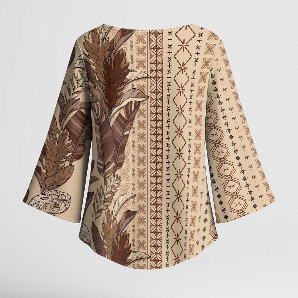 Women's Day Samoa Malu Tattoo Inspired Mix Teuila Kimono Sleeve Blouse Vintage Tapa