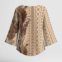 Women's Day Samoa Malu Tattoo Inspired Mix Teuila Kimono Sleeve Blouse Vintage Tapa