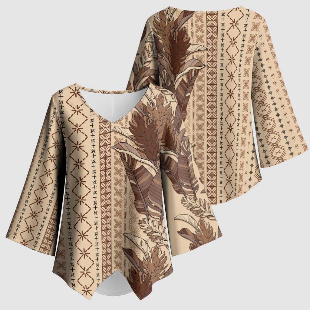 Women's Day Samoa Malu Tattoo Inspired Mix Teuila Kimono Sleeve Blouse Vintage Tapa