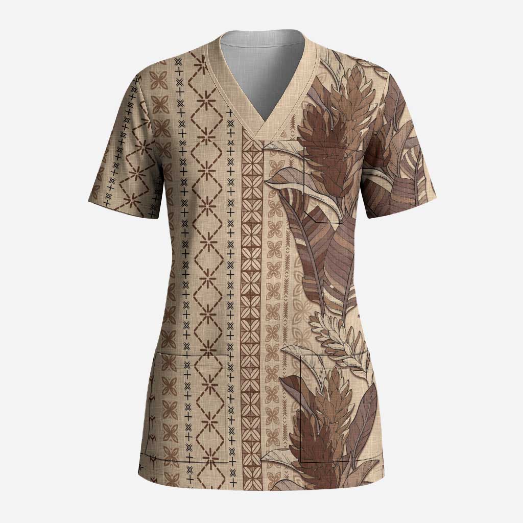 Women's Day Samoa Malu Tattoo Inspired Mix Teuila Scrub Top Vintage Tapa