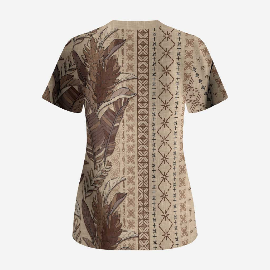 Women's Day Samoa Malu Tattoo Inspired Mix Teuila Scrub Top Vintage Tapa