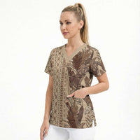 Women's Day Samoa Malu Tattoo Inspired Mix Teuila Scrub Top Vintage Tapa