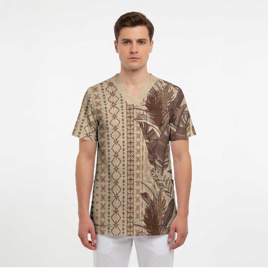 Women's Day Samoa Malu Tattoo Inspired Mix Teuila Scrub Top Vintage Tapa