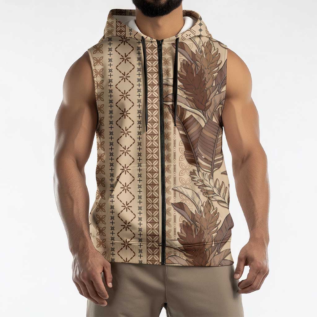 Women's Day Samoa Malu Tattoo Inspired Mix Teuila Sleeveless Zip Hoodie Vintage Tapa LT7 - Polynesian Pride