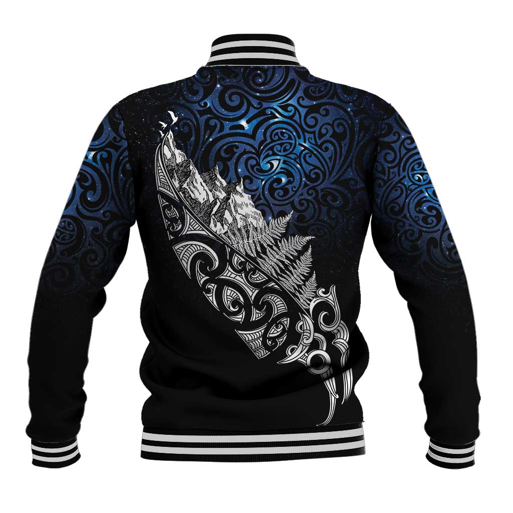 Maori Matariki Baseball Jacket Landscape Styled Fern - Galaxy