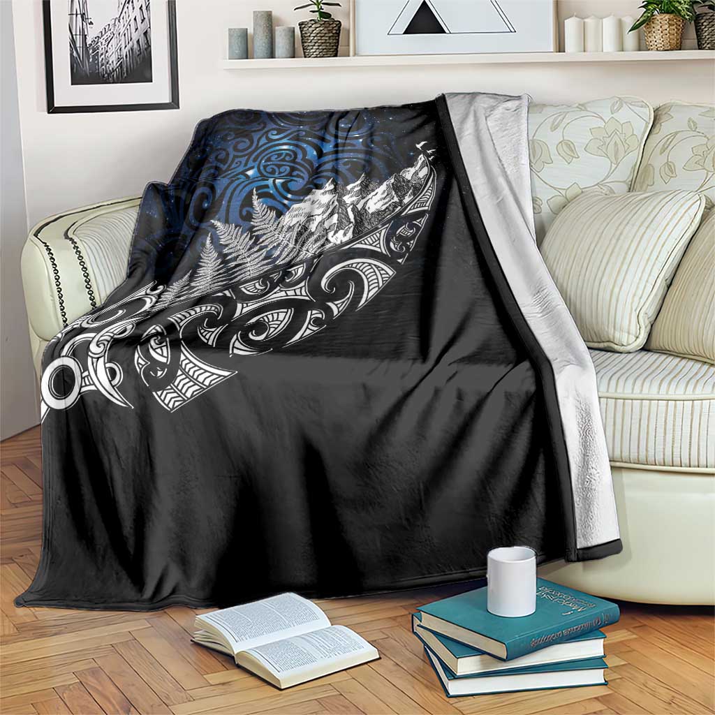 Maori Matariki Blanket Landscape Styled Fern - Galaxy LT7 Black - Polynesian Pride