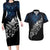 Maori Matariki Couples Matching Long Sleeve Bodycon Dress and Hawaiian Shirt Landscape Styled Fern - Galaxy