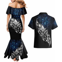 Maori Matariki Couples Matching Mermaid Dress and Hawaiian Shirt Landscape Styled Fern - Galaxy