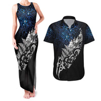Maori Matariki Couples Matching Tank Maxi Dress and Hawaiian Shirt Landscape Styled Fern - Galaxy