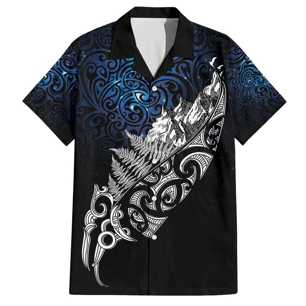 Maori Matariki Family Matching Long Sleeve Bodycon Dress and Hawaiian Shirt Landscape Styled Fern - Galaxy