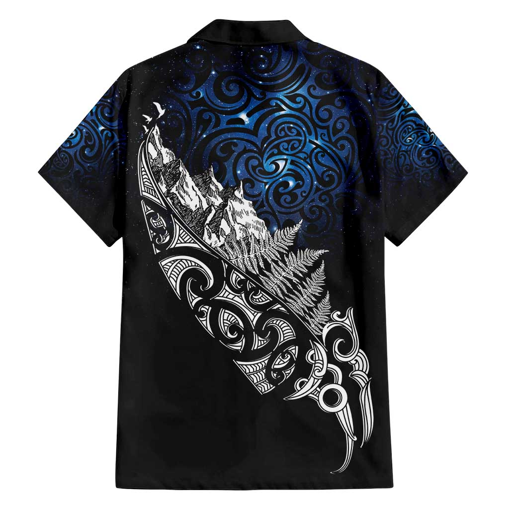 Maori Matariki Family Matching Long Sleeve Bodycon Dress and Hawaiian Shirt Landscape Styled Fern - Galaxy