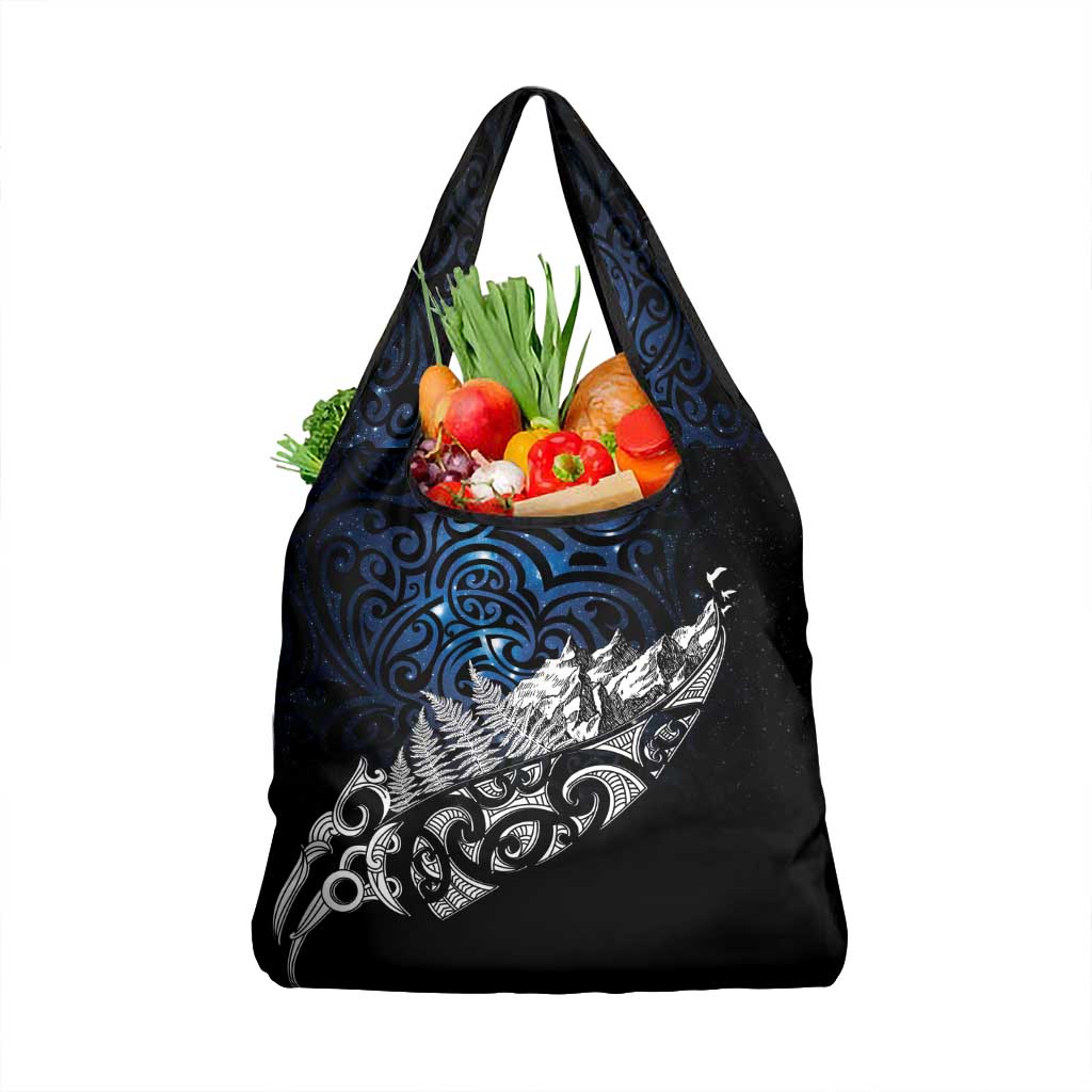 Maori Matariki Grocery Bag Landscape Styled Fern - Galaxy LT7 1-pack One Size Black - Polynesian Pride