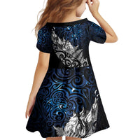 Maori Matariki Kid Short Sleeve Dress Landscape Styled Fern - Galaxy