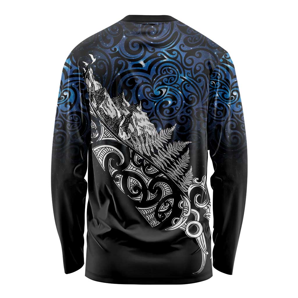 Maori Matariki Long Sleeve Shirt Landscape Styled Fern - Galaxy
