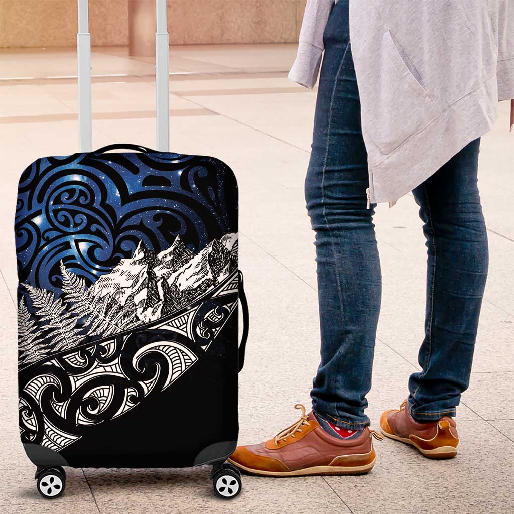 Maori Matariki Luggage Cover Landscape Styled Fern - Galaxy LT7 Black - Polynesian Pride