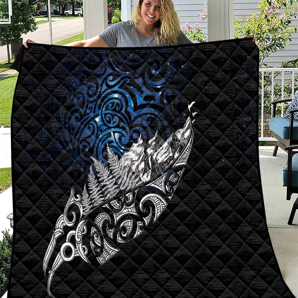 Maori Matariki Quilt Landscape Styled Fern - Galaxy LT7 Black - Polynesian Pride
