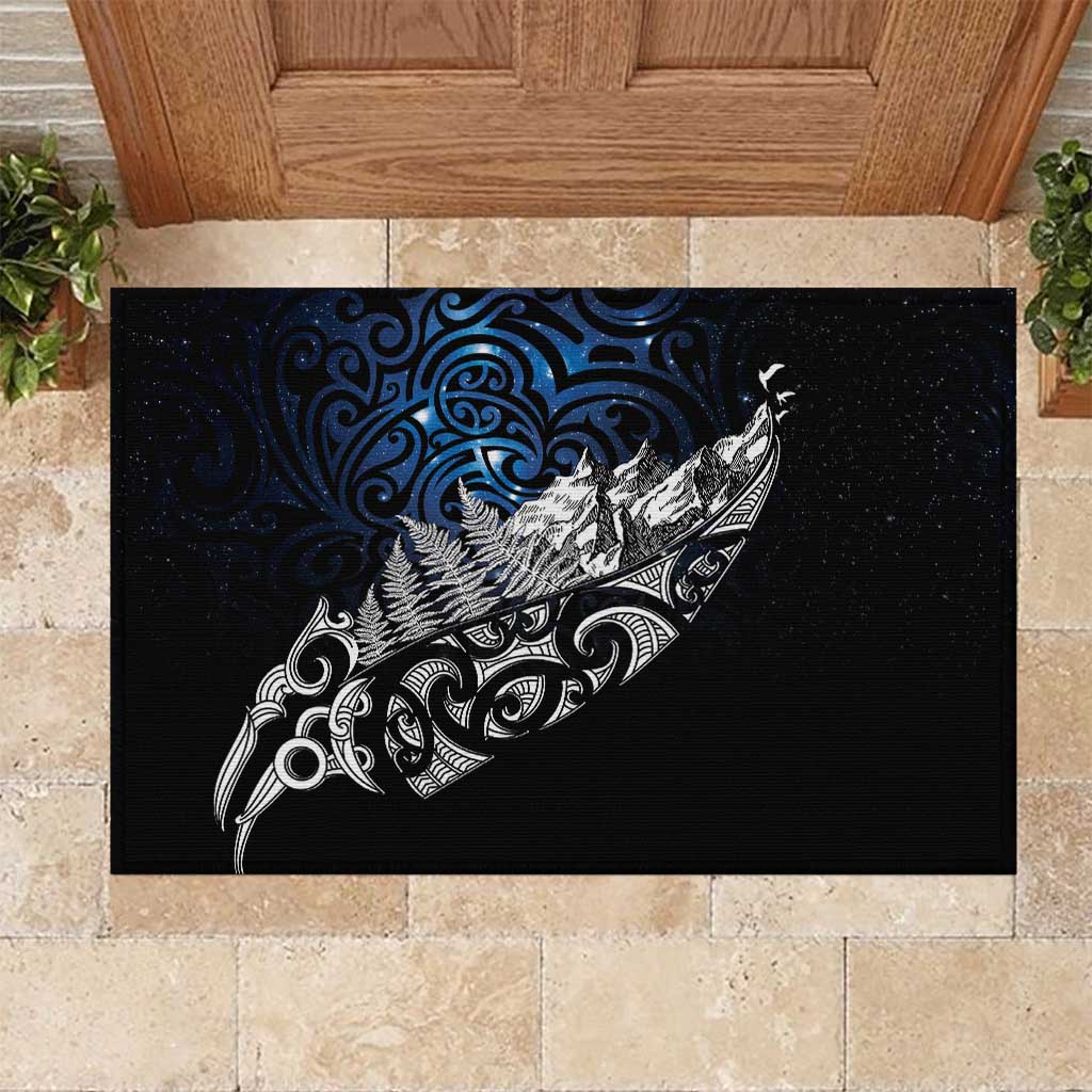 Maori Matariki Rubber Doormat Landscape Styled Fern - Galaxy LT7 Black - Polynesian Pride