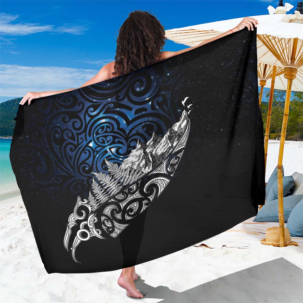 Maori Matariki Sarong Landscape Styled Fern - Galaxy LT7 One Size 44 x 66 inches Black - Polynesian Pride