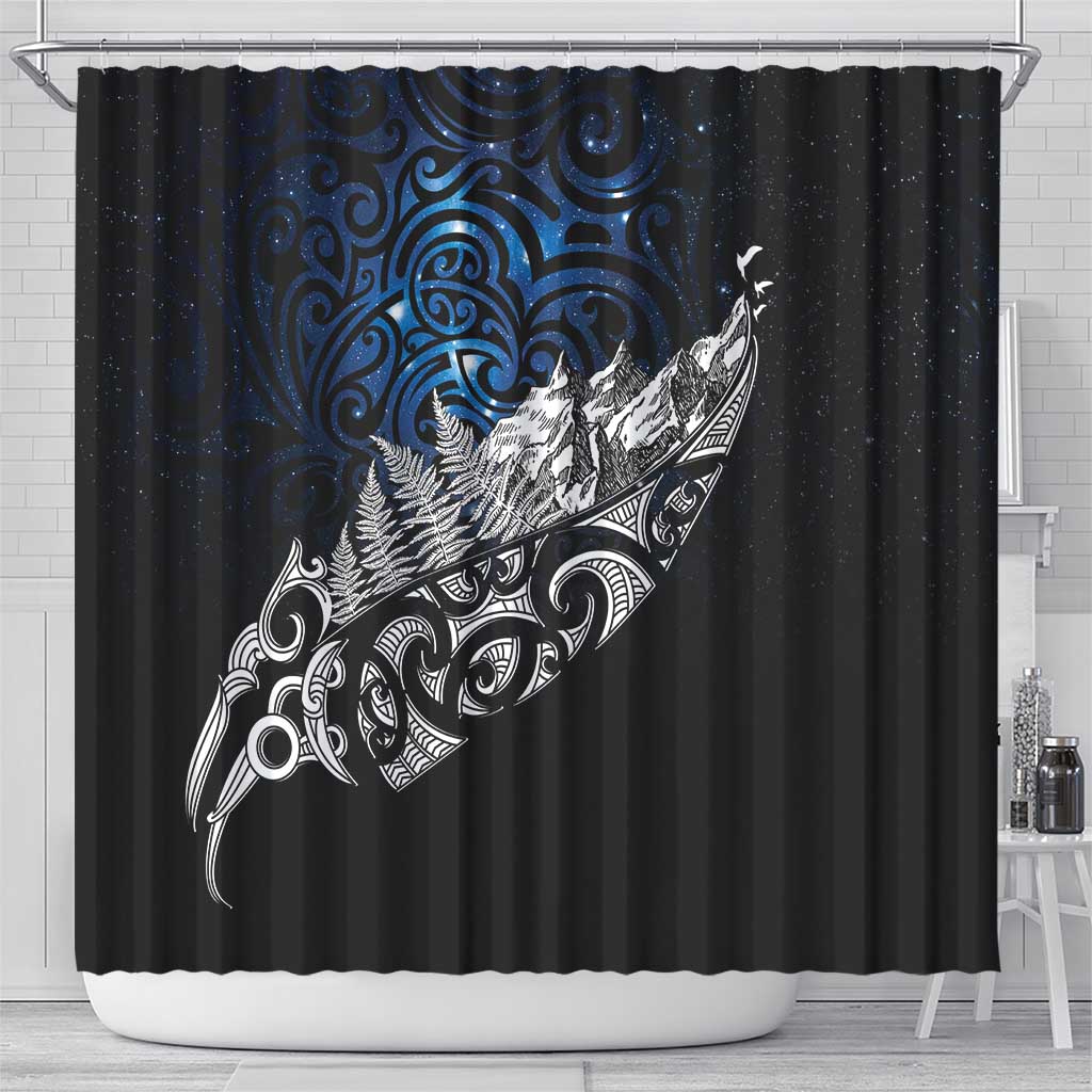 Maori Matariki Shower Curtain Landscape Styled Fern - Galaxy