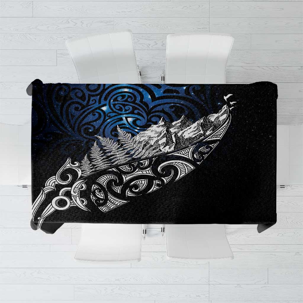 Maori Matariki Tablecloth Landscape Styled Fern - Galaxy LT7 Black - Polynesian Pride