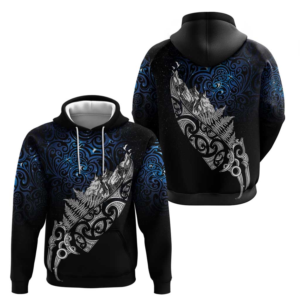 Maori Matariki Zip Hoodie Landscape Styled Fern - Galaxy