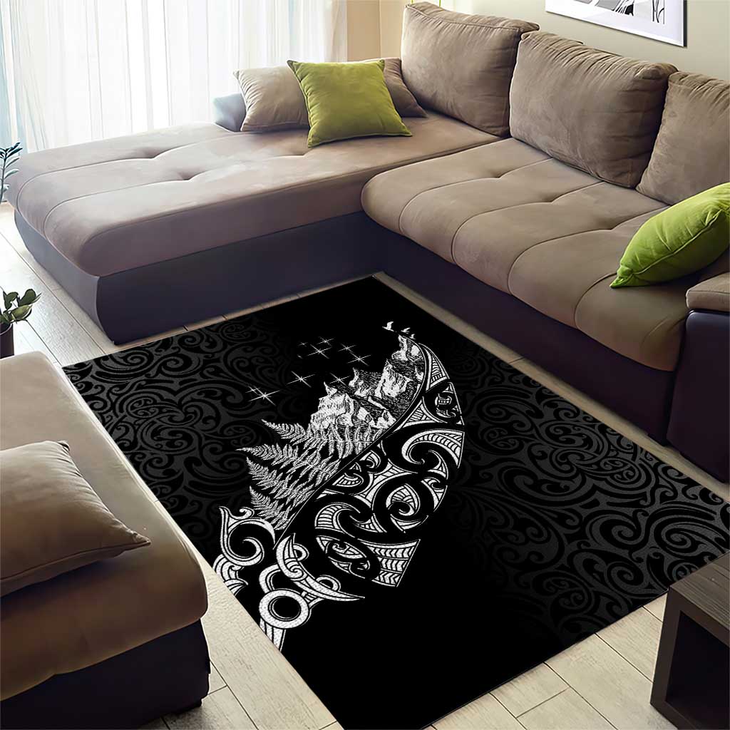 Maori Matariki Area Rug Landscape Styled Fern - Monochrome