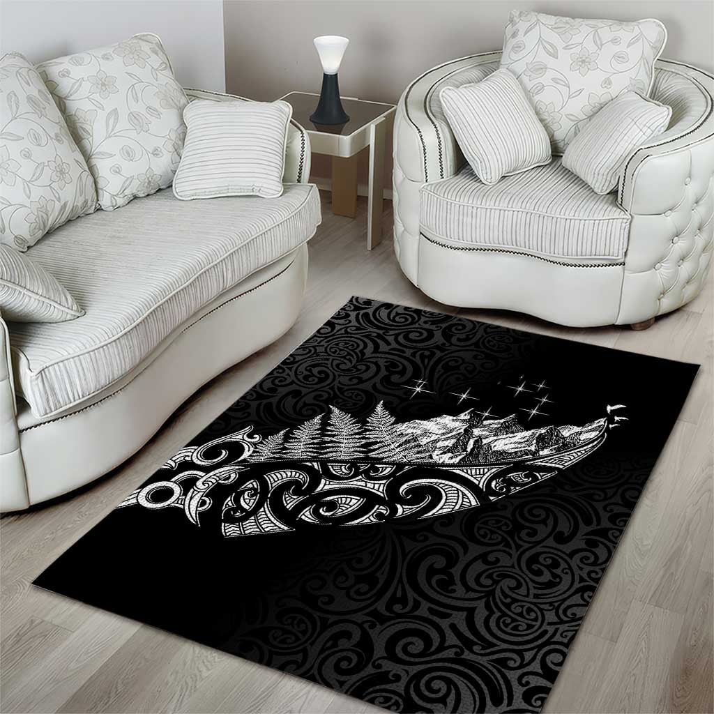 Maori Matariki Area Rug Landscape Styled Fern - Monochrome