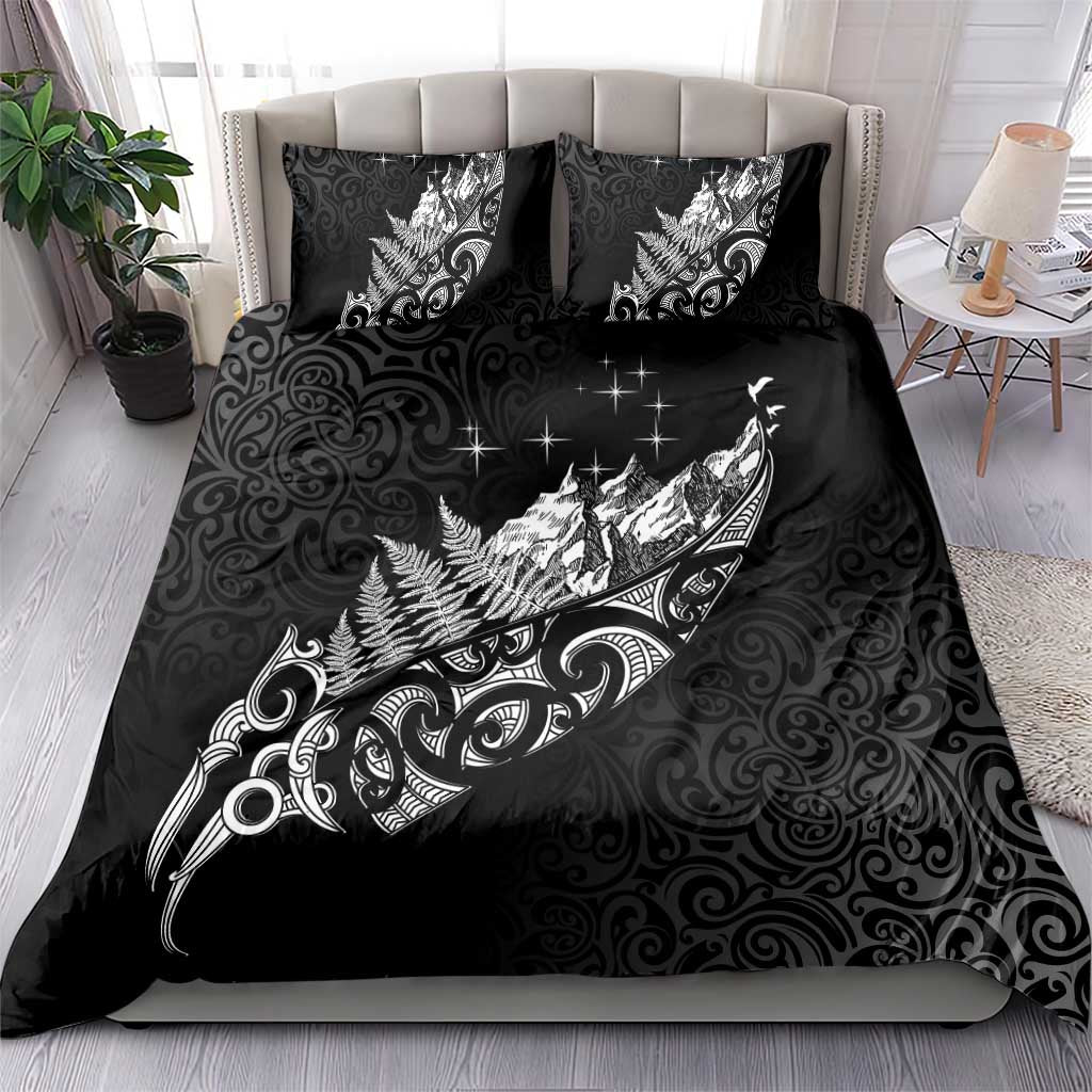 Maori Matariki Bedding Set Landscape Styled Fern - Monochrome