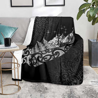 Maori Matariki Blanket Landscape Styled Fern - Monochrome