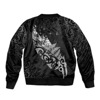 Maori Matariki Bomber Jacket Landscape Styled Fern - Monochrome LT7 - Polynesian Pride