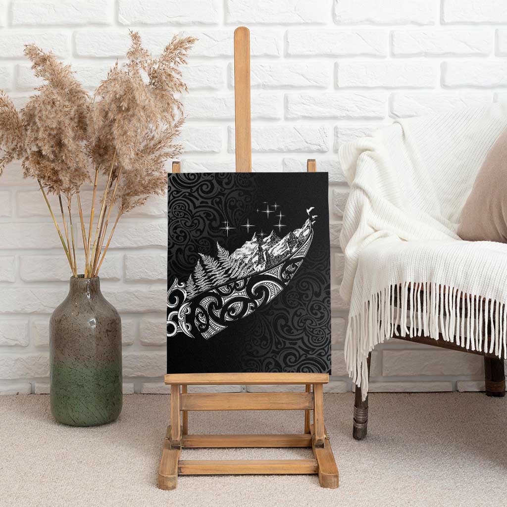 Maori Matariki Canvas Wall Art Landscape Styled Fern - Monochrome