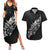 Maori Matariki Couples Matching Summer Maxi Dress and Hawaiian Shirt Landscape Styled Fern - Monochrome