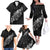 Maori Matariki Family Matching Off The Shoulder Long Sleeve Dress and Hawaiian Shirt Landscape Styled Fern - Monochrome