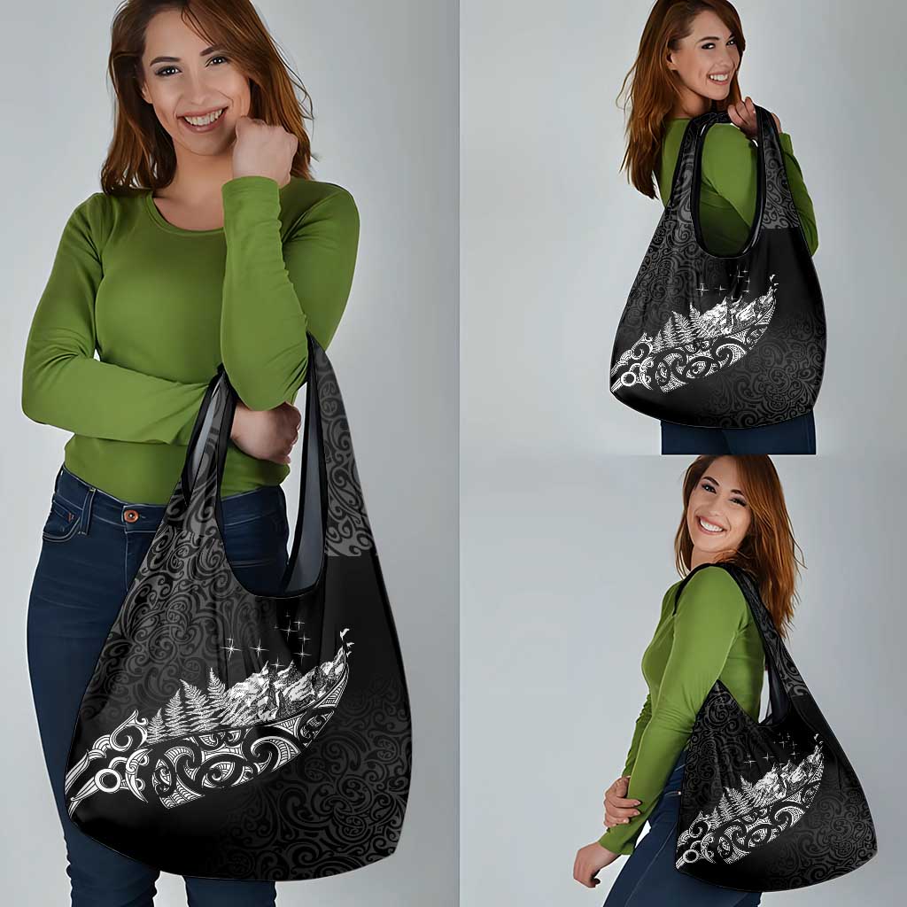 Maori Matariki Grocery Bag Landscape Styled Fern - Monochrome
