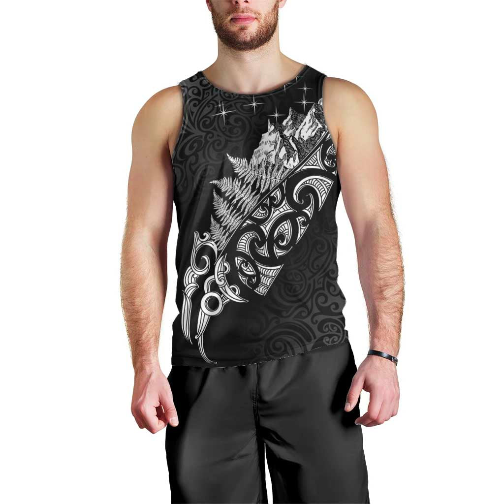 Maori Matariki Men Tank Top Landscape Styled Fern - Monochrome