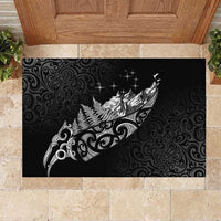 Maori Matariki Rubber Doormat Landscape Styled Fern - Monochrome
