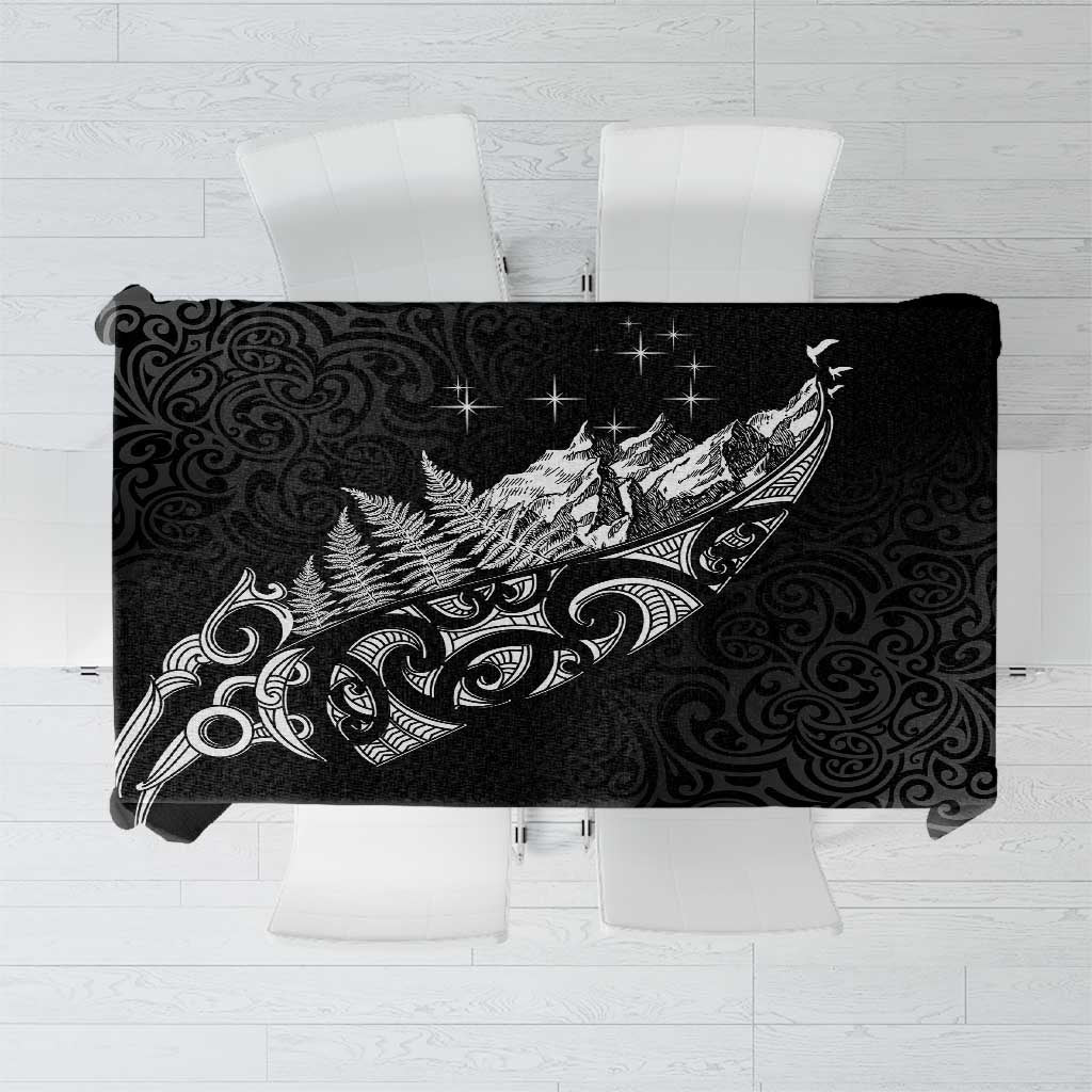 Maori Matariki Tablecloth Landscape Styled Fern - Monochrome LT7 Black - Polynesian Pride