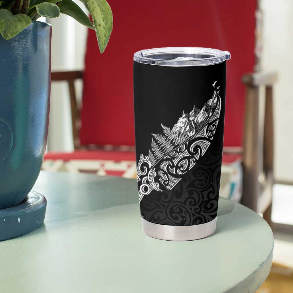 Maori Matariki Tumbler Cup Landscape Styled Fern - Monochrome