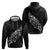 Maori Matariki Zip Hoodie Landscape Styled Fern - Monochrome