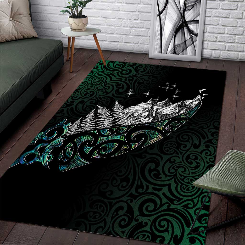 Maori Matariki Area Rug Landscape Styled Fern - Paua Shell