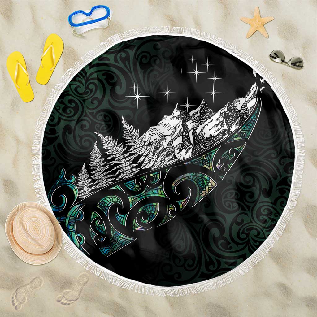 Maori Matariki Beach Blanket Landscape Styled Fern - Paua Shell LT7 One Size 150cm Green - Polynesian Pride