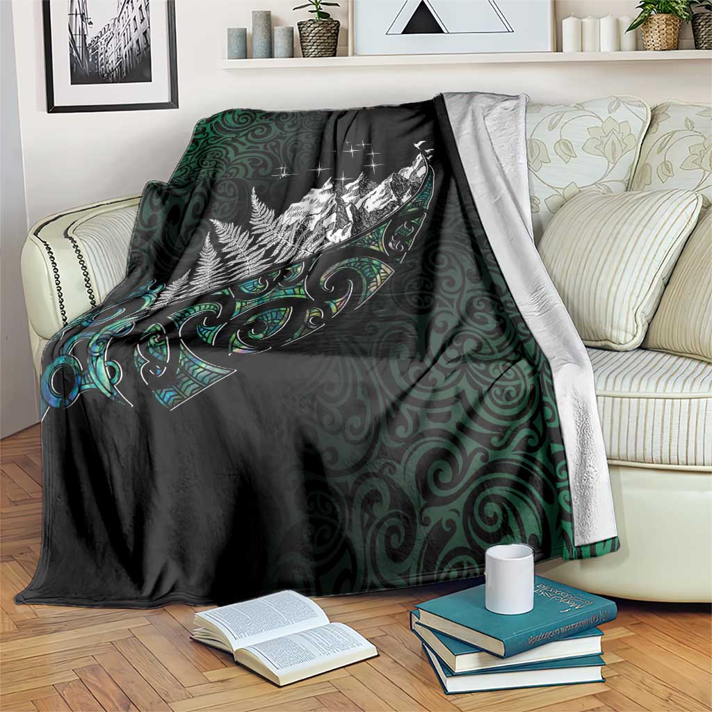 Maori Matariki Blanket Landscape Styled Fern - Paua Shell LT7 Green - Polynesian Pride