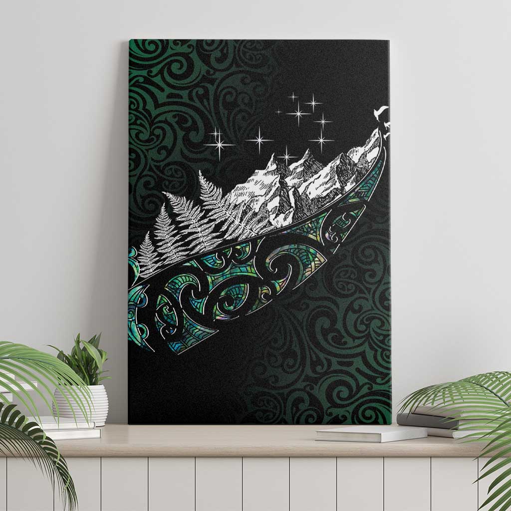 Maori Matariki Canvas Wall Art Landscape Styled Fern - Paua Shell