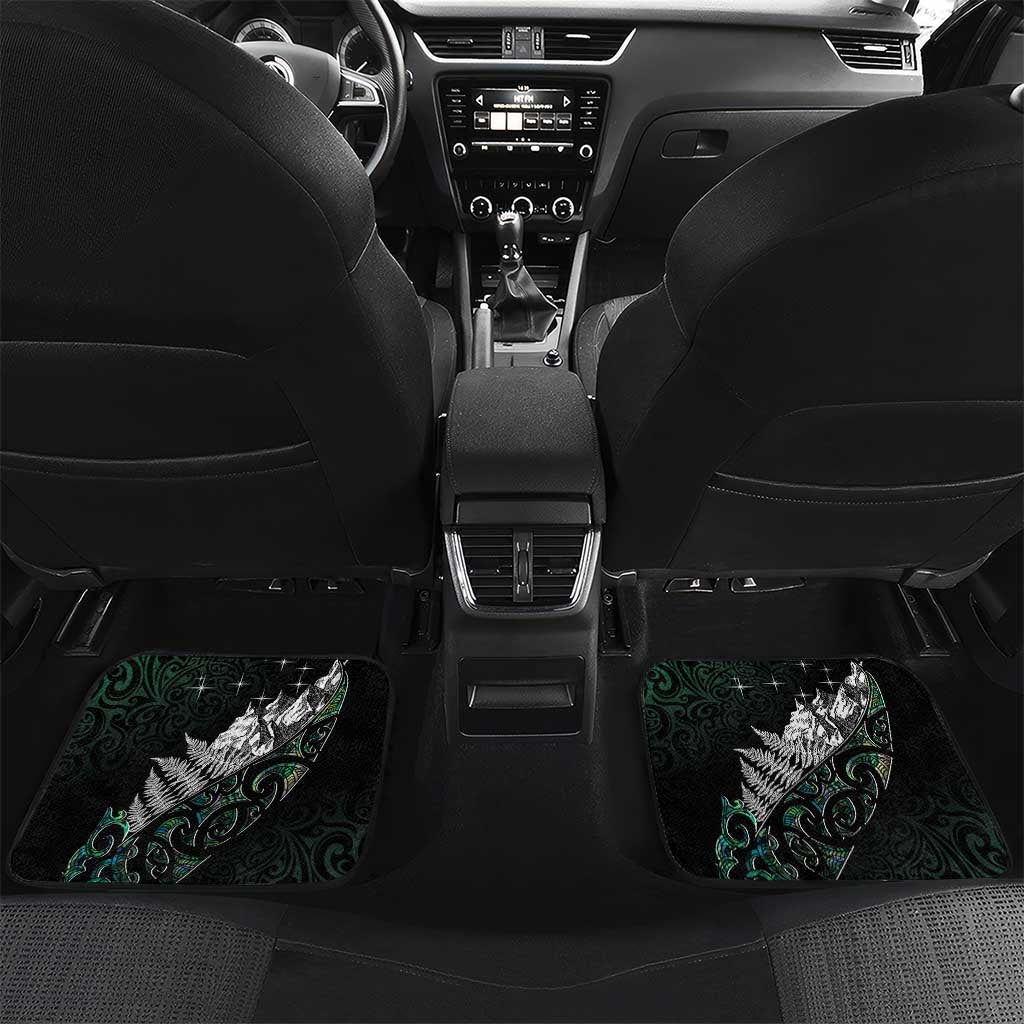 Maori Matariki Car Mats Landscape Styled Fern - Paua Shell LT7 Set 2pcs - Back Green - Polynesian Pride