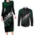 Maori Matariki Couples Matching Long Sleeve Bodycon Dress and Long Sleeve Button Shirt Landscape Styled Fern - Paua Shell