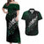 Maori Matariki Couples Matching Off Shoulder Maxi Dress and Hawaiian Shirt Landscape Styled Fern - Paua Shell