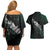 Maori Matariki Couples Matching Off Shoulder Short Dress and Hawaiian Shirt Landscape Styled Fern - Paua Shell