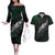 Maori Matariki Couples Matching Off The Shoulder Long Sleeve Dress and Hawaiian Shirt Landscape Styled Fern - Paua Shell