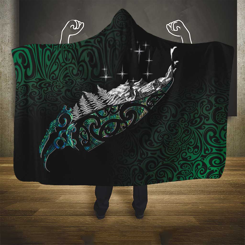 Maori Matariki Hooded Blanket Landscape Styled Fern - Paua Shell
